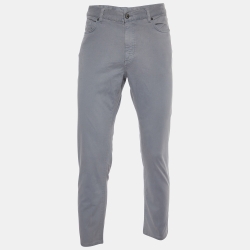 Grey Cotton Regular Fit City Trousers M/Waist