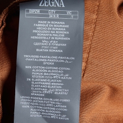 مملوكة مسبقًا Zegna Brown Cotton Regular Fit City Trousers M/Waist 34.5"