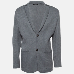 Grey Wool Knit Buttoned Cardigan