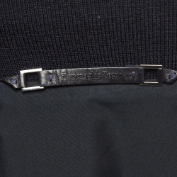 Pre Owned Ermenegildo Zegna Blue/Black Leather and Suede Bomber Jacket XXXL