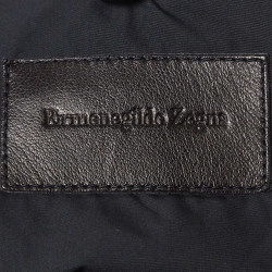 Pre Owned Ermenegildo Zegna Blue/Black Leather and Suede Bomber Jacket XXXL