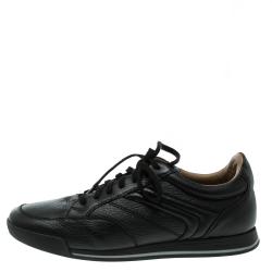 Pre Owned Ermenegildo Zegna Black Leather Lace Up Sneakers Size 42
