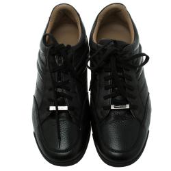 Pre Owned Ermenegildo Zegna Black Leather Lace Up Sneakers Size 42
