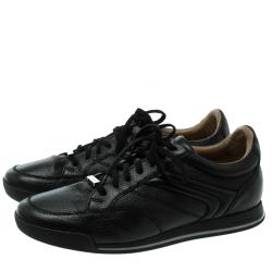 Pre Owned Ermenegildo Zegna Black Leather Lace Up Sneakers Size 42