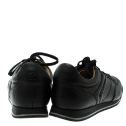 Pre Owned Ermenegildo Zegna Black Leather Lace Up Sneakers Size 42