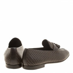 Pre Owned حذاء لوفرز ايرمنيجيلدو زينيا شراشيب ليدو جلد مغزول بني مقاس 42