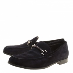 Pre Owned Ermenegildo Zegna Navy Blue Suede Loafers Size 42