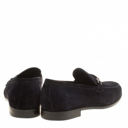 Pre Owned Ermenegildo Zegna Navy Blue Suede Loafers Size 42