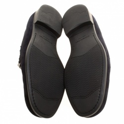 Pre Owned Ermenegildo Zegna Navy Blue Suede Loafers Size 42