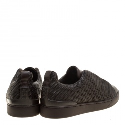 Pre Owned حذاء رياضي ايرمنيجيلدو زينيا سليب أون خياطة ثلاثية بل تسوتا جلد مغزول بني داكن كوتور مقاس 41