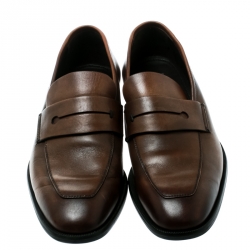 مملوكة مسبقًا Ermenegildo Zegna Brown Leather Penny Loafers Size 41