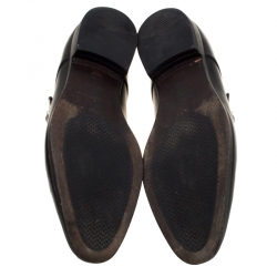 Ermenegildo Zegna Black Leather Monk Strap Oxfords Size 41.5