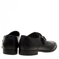 Ermenegildo Zegna Black Leather Monk Strap Oxfords Size 41.5