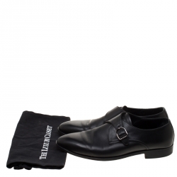 Ermenegildo Zegna Black Leather Monk Strap Oxfords Size 41.5