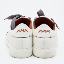 Pre Owned Ermenegildo Zegna Off White Leather Tiziano Sneakers Size 42