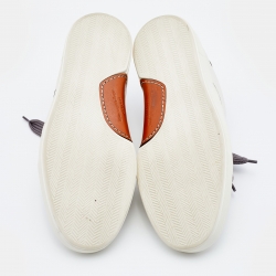 Pre Owned Ermenegildo Zegna Off White Leather Tiziano Sneakers Size 42