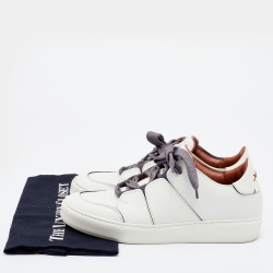 Pre Owned Ermenegildo Zegna Off White Leather Tiziano Sneakers Size 42