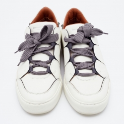 Pre Owned Ermenegildo Zegna Off White Leather Tiziano Sneakers Size 42