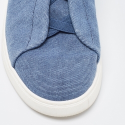Pre Owned Ermenegildo Zegna Blue Denim Triple Stitch Low Top Sneakers Size 43