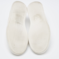 Pre Owned Ermenegildo Zegna Cream/Brown Canvas Triple Stitch Low Top Sneakers Size 42.5