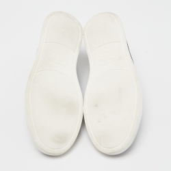 Pre Owned Ermenegildo Zegna Black/Navy Blue Leather and Suede Triple Stitch Slip-On Sneakers Size 43