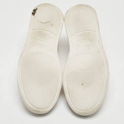 Pre Owned Zegna Cream Leather Triple Stitch Sneakers Size 42