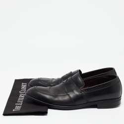 Ermenegildo Zegna Black Leather Slip On Loafers Size 45.5