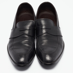 Ermenegildo Zegna Black Leather Slip On Loafers Size 45.5