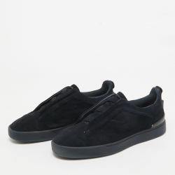 Pre Owned Ermenegildo Zegna Blue Suede Low Top Sneakers Size 43
