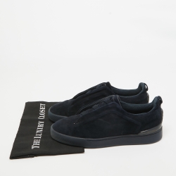Pre Owned Ermenegildo Zegna Blue Suede Low Top Sneakers Size 43