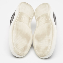 Pre Owned Ermenegildo Zegna Black Leather Triple Stitch Low Top Sneakers Size 42.5