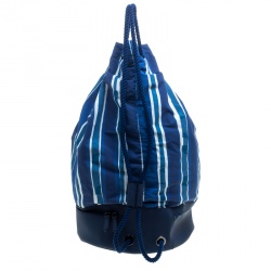 Ermenegildo Zegna Blue/White Striped Fabric and Leather Drawstring Backpack
