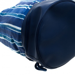 Ermenegildo Zegna Blue/White Striped Fabric and Leather Drawstring Backpack
