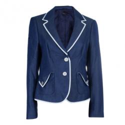 Escada Contrast Piped Navy Blazer S