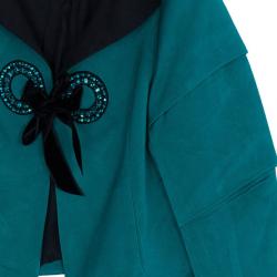 Pre Owned Escada Turquoise Contrast Collar Jacket XS