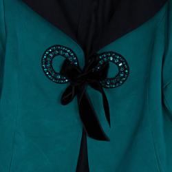 Pre Owned Escada Turquoise Contrast Collar Jacket XS