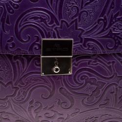 Pre Owned Etro Purple Paisley Embossed Leather Document Case