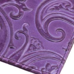 Pre Owned Etro Purple Paisley Embossed Leather Document Case