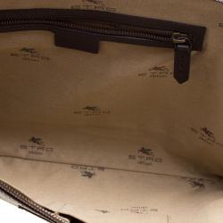 Etro Dark Brown Paisley Printed Coated Canvas Document Holder