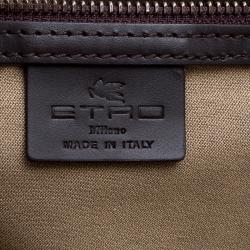 Etro Dark Brown Paisley Printed Coated Canvas Document Holder