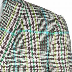 Pre Owned Etro Multicolor Linen Glen Plaid Superleggera Blazer L