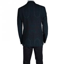 Pre Owned Etro Navy Blue and Black Paisley Printed Wool Superleggera Minerva Blazer L
