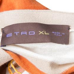 Etro Colorblock Faux Suede Panel Detail Button Front Cardigan XL