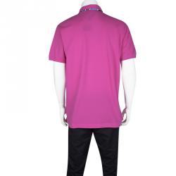 Pre Owned Etro Pink Honeycomb Knit Short Sleeve Polo T-Shirt 3XL