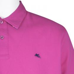 Pre Owned Etro Pink Honeycomb Knit Short Sleeve Polo T-Shirt 3XL