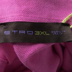 Pre Owned Etro Pink Honeycomb Knit Short Sleeve Polo T-Shirt 3XL