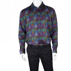 Pre Owned قميص ايترو بأزرار أمامية وأكمام طويلة قطن بطبع متعدد الألوان L