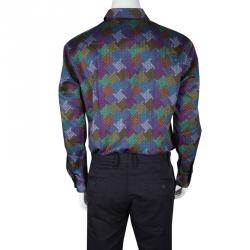 Pre Owned قميص ايترو بأزرار أمامية وأكمام طويلة قطن بطبع متعدد الألوان L