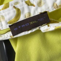 Pre Owned Etro Yellow Printed Collar Polo T- Shirt 3XL