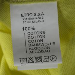 Pre Owned Etro Yellow Printed Collar Polo T- Shirt 3XL